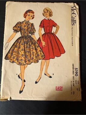 McCall's 5190 Dress Sewing Pattern Easy to Sew Vintage Original Women